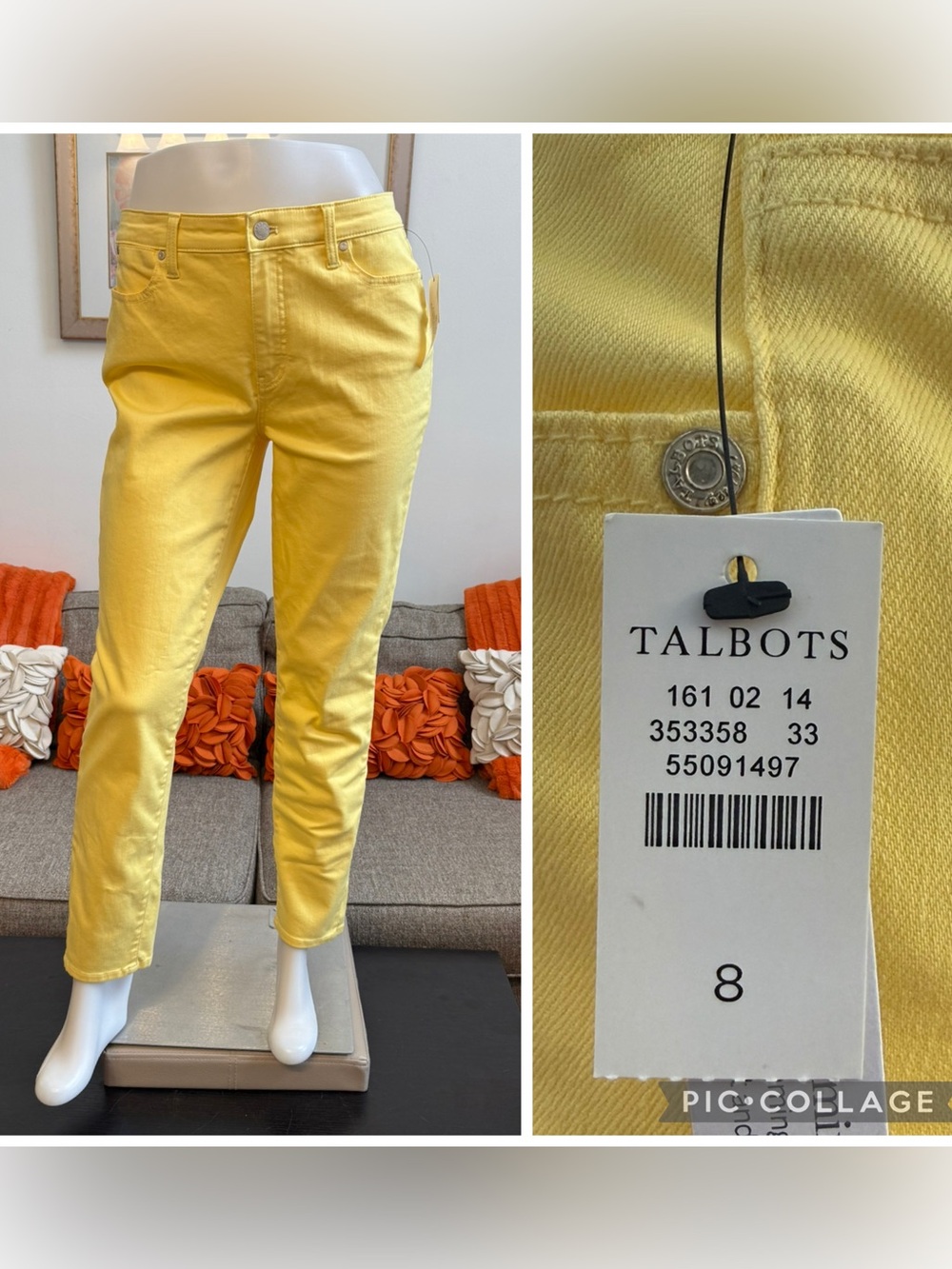 ❣️🆕Talbots Slim Leg Ankle Jeans - Garment Dye Yellow❣️